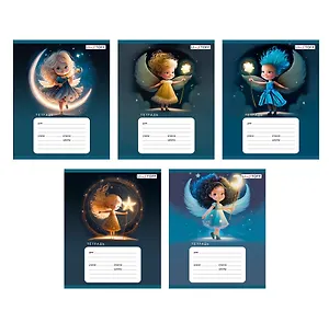 Тетрадь в линейку Listoff, "Девочки-звездочки", 12 листов, в ассортименте