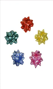 Бант декоративный d5 с зол.полосой, липучка, ассорти