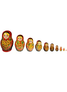 Матрешка 10 предм. "Узор", арт. С-11 (95 с поталью)