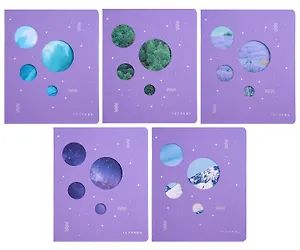 Тетрадь 48л кл. "TOTAL LILAC. Natural mix" цв.тон.картон, тиснение серебр.фольгой, вырубка, ассорти