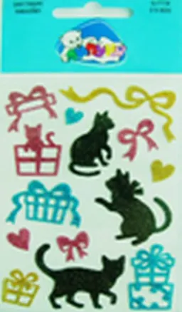 Блестящие наклейки Кошки и подарки (GS018) (Липуня) 2289739