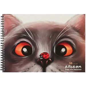 Альбом для рисования Listoff, "Мяу!", А4, 30 листов, на спирали