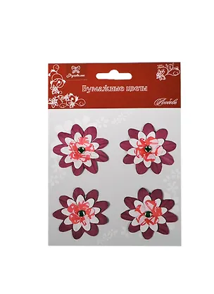 Бумажные цветы для ручн. творч. Любовь (L1816) (4шт) (Рукоделие) (упаковка) 2393760