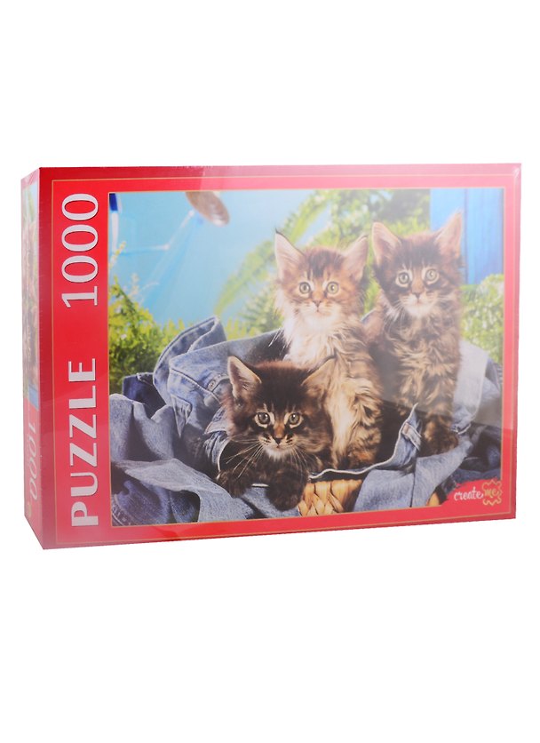 Пазл «Котята в корзине» 1000 элементов, Greate me 2794745 — 1