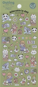 Наклейки Девочки и Зверята -Прогулка