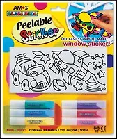 Набор витражных красок с самоклеящ. трафаретами (6цв) (22035) (PS5B6-D1)