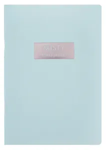 Тетрадь А4- 48л кл. "Misty Turquoise" скрепка, мел.картон, печ.пантон, ламинация soft touch, тиснение фольгой