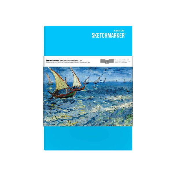 Скетчбук 17,6*25см 16л Sketchmarker&Pushkinskiy MARKER LINE "Ван Гог" 160г/м2, твердая обложка, цв.бирюзовый, Sketchmarker 2951978 — 1