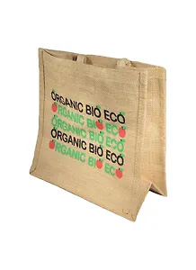 Джутовая сумка "Био Эко". 30x30x18 см, длина ручки- 36 см, PB1959
