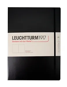 Книга для записей A4+, 61 лист, нелинованная "Master Slim", твердая обложка, черная, Leuchtturm1917