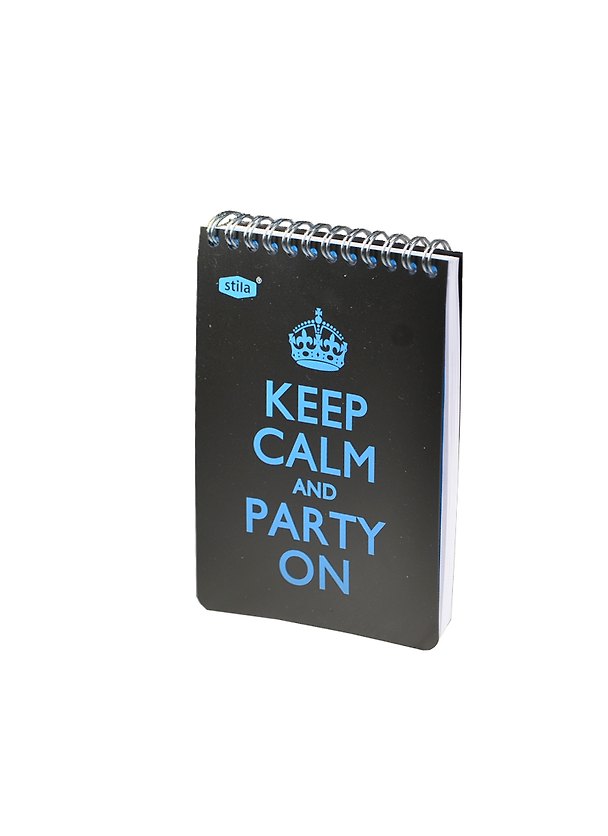 Блокнот А6 50л кл. "PARTY" спираль, пластик.обл., черно-голубой, stila 230022 — 1