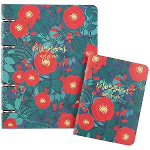 Тетрадь на кольцах в клетку Be Smart, Retro flowers, 80 листов + блокнот в клетку, А6, 32 листа