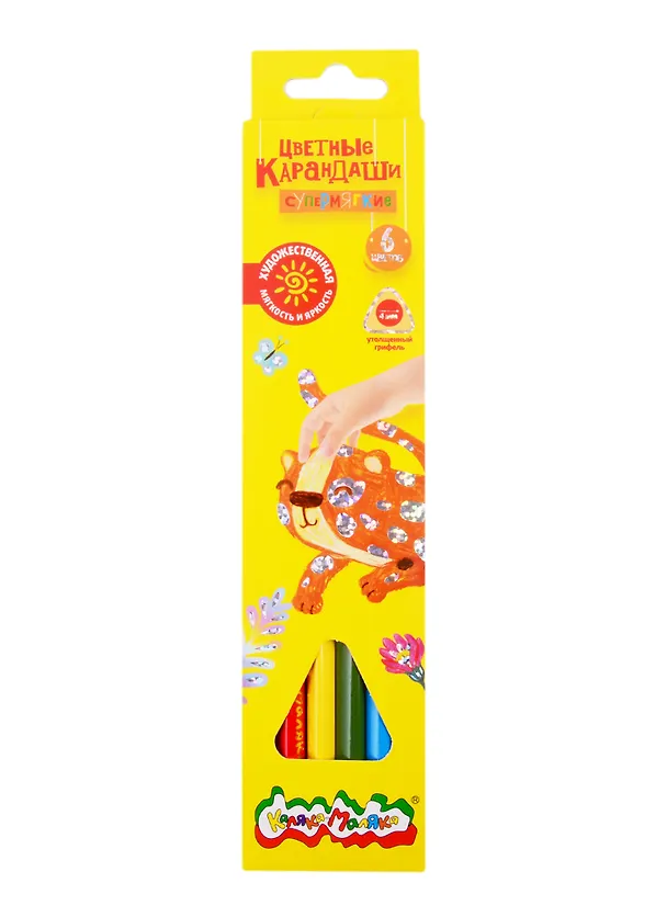 Карандаши цветные Каляка-Маляка, 6 цветов с мягким грифелем 256971 — 1