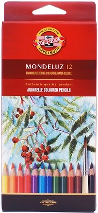 Карандаши цветные Koh-I-Noor, Mondeluz, акварельные 12 цветов 203117