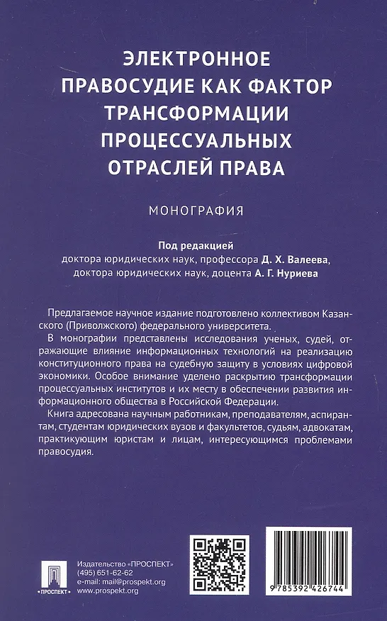 Книга Электронное правосудие как фактор трансформации процессуальных отраслей права. Монография. (Дамир Валеев, А.Г. Нуриев) — 4