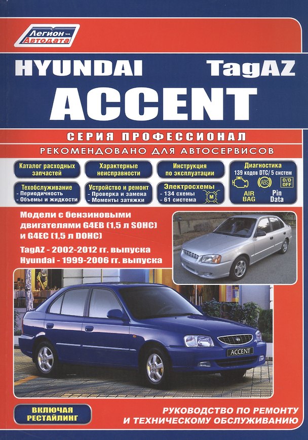 Книга Hyundai Accent ТагАЗ Мод. с бенз. двигателями G4EB (1,5 л. SOHC) и G4EC… (мПрофессионал) () — 1