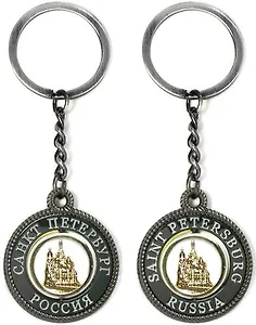 Сувенир, АКМ, Брелок-канат,"Храм "Спас-на-Крови", цвет черный жемчуг, металлическая вставка