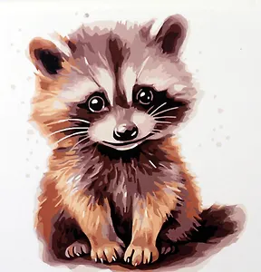 Холст с красками по номерам "Малыши-животные. Енотик-полоскун", 20 х 20 см