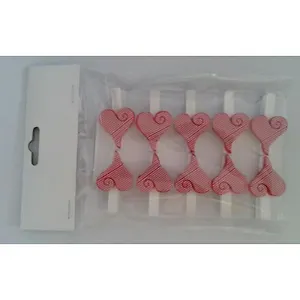 Декоративная прищепка "Красные сердечки", 14.2*9.6*2.3см, деревян. (10 шт.)