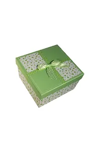 Коробка подарочная 18*18*8,4см, картон, декор.бант, салатовая, Хансибэг