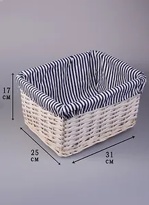 Сувенир, Короб для хранения, Голубая полоска, из плетеных ивовых прутьев, 31*25*17см
