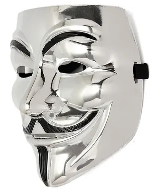 Маска Анонимуса (Гая Фокса) Серебряная 2903729