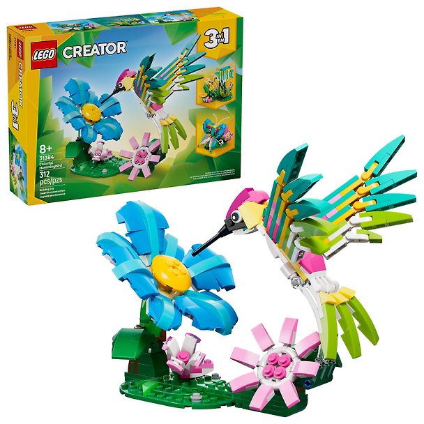 31384 Конструктор LEGO Creator 3-in-1 Дикие животные: разноцветные колибри, 312 деталей, возраст 8+ 3181305 — 1
