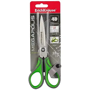 Ножницы 180мм офисные "Megapolis", зеленые, блистер, ErichKrause