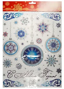 Новогоднее оконное украшение Елочные шары (30х38)