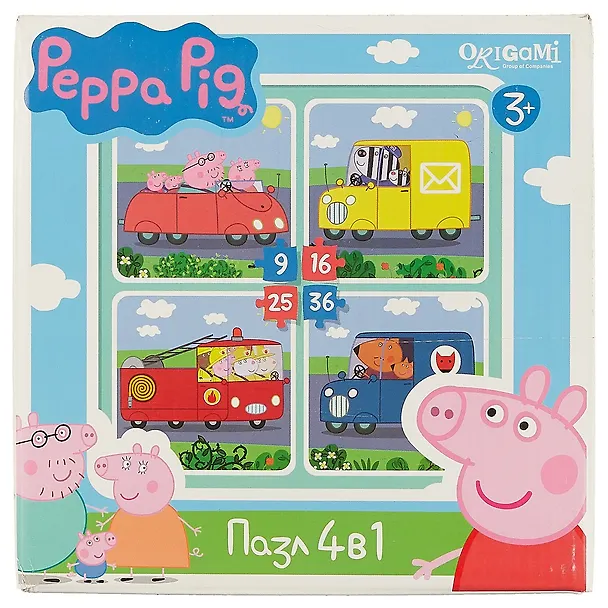 Пазл Оригами 4в1 9-16-25-36эл Peppa Pig Транспорт 01597 2487152 — 2