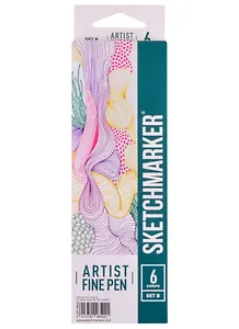Ручки капиллярные 6цв Artist fine pen Basic 2, к/к, Sketchmarker