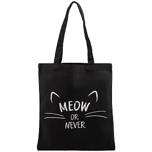 Сумка-шоппер "Meow or never" черная, текстиль, 40*32/35см, с 2 ручками  СК2019-14