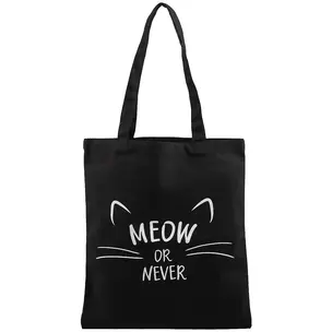 Сумка-шоппер "Meow or never" черная, текстиль, 40*32/35см, с 2 ручками  СК2019-14 — 2758390 — 1