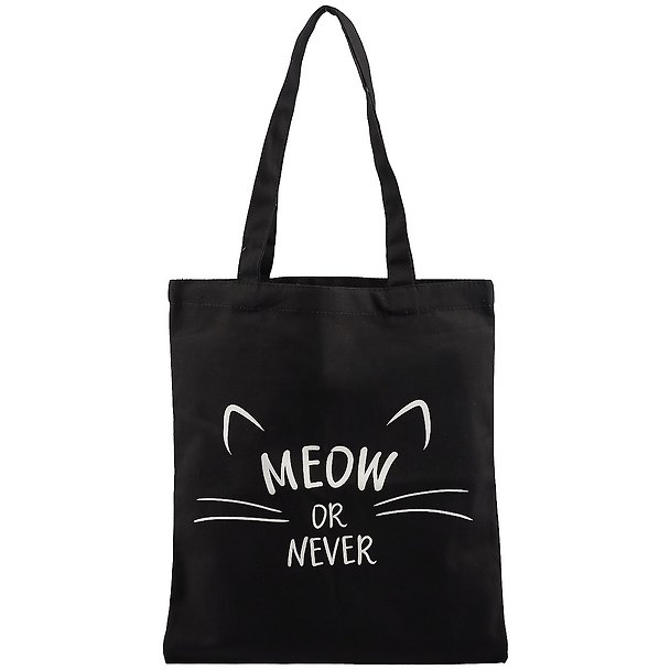 Сумка-шоппер "Meow or never" черная, текстиль, 40*32/35см, с 2 ручками СК2019-14 2758390 — 1