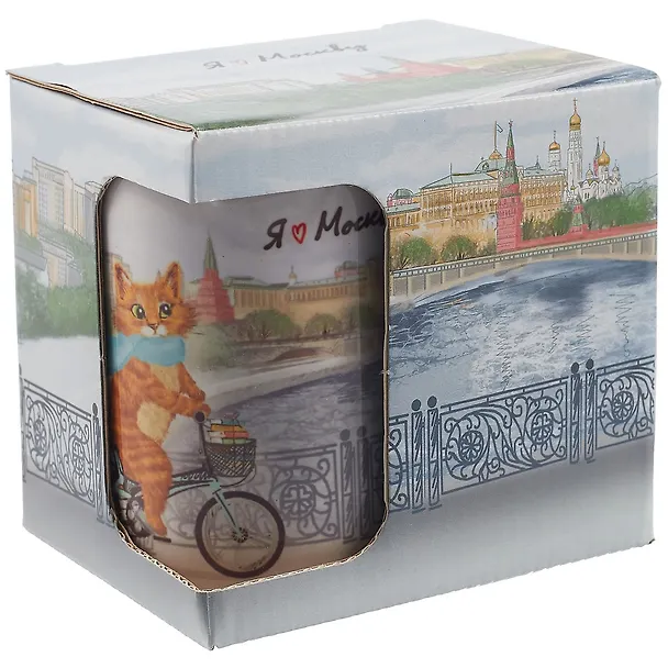 Кружка Москва Котик на велосипеде (керамика) (330мл) (коробка) 2778252 — 4