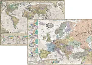 Книга Двухсторонняя карта.Ретро стиль. Мир политический 1: 75 000 000 млн + Европа 1: 10 300 000 млн ()