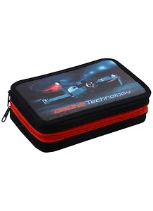 Пенал 3отд. "DRONE" 190*110мм, молния, глянц.ламинация, таблица умножения, инд.уп.