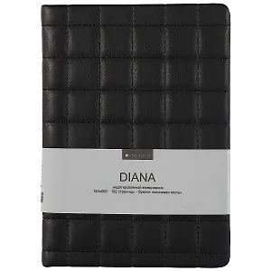 Ежедневник недат. А5 96л "Diana" черный, иск.кожа, тв.переплет, обл.поролон, тонир.блок, ляссе