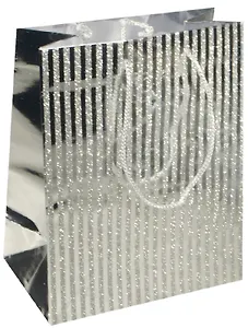 Пакет подарочный бумажный "Вертикальные полосы металлик", А5