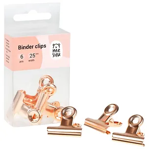 Зажимы для бумаг 25 мм 6 штук "Rose Gold" розовое золото, Meshu 2966877
