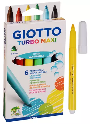 Фломастеры Giotto, Turbo Maxi, 6 цветов — 239229 — 1