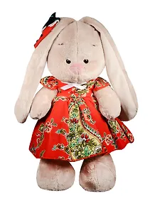 Мягкая игрушка Зайка Ми в красном платье и с клубничкой (25 см) (StS-163)