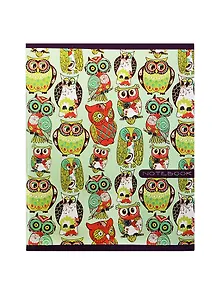 Тетрадь 48л кл. "Орнамент (совы. Owls)" мел.картон, выб.лак, перламутр.блестки, ассорти, Unnika