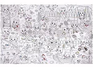 Большая раскраска по цифрам «Котики». 90х60 см