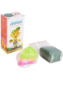 Песок Лепа с минеральным красителем (зеленый) (00-00000325) (0,5кг.) (+формочки Пирожные) (3+) (коробка)