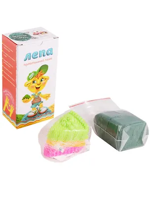 Песок Лепа с минеральным красителем (зеленый) (00-00000325) (0,5кг.) (+формочки Пирожные) (3+) (коробка) 2605755