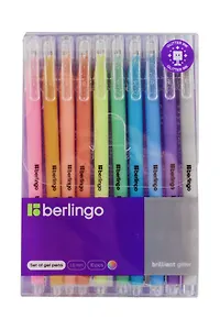 Ручки гелевые 10цв "Brilliant Glitter", блист., Berlingo