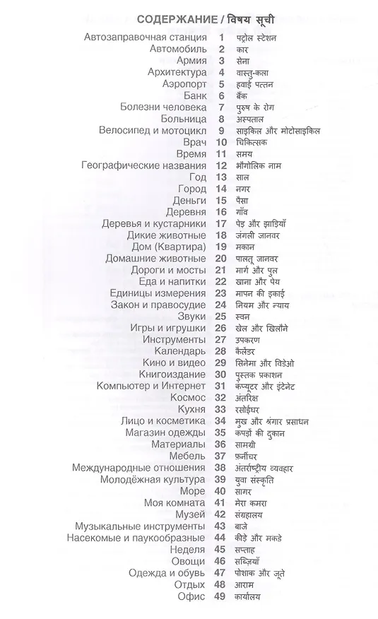 Книга Хинди. Тематический словарь. 20 000 слов и предложений. С транскрипцией слов на хинди. С указателями русских слов и слов на хинди (Индира Газиева) — 2