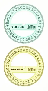 Транспортир 12см 360гр, пластик, ассорти, GoodMark