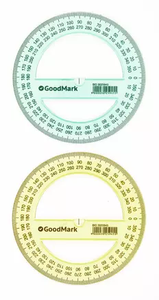 Транспортир 12см 360гр, пластик, ассорти, GoodMark — 3025945 — 1